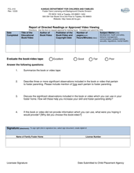 Form FCL440 Report of Directed Readings or Approved Video Viewing - Kansas
