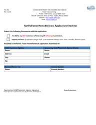 Document preview: Form FCL402 Family Foster Home Renewal Application - Kansas