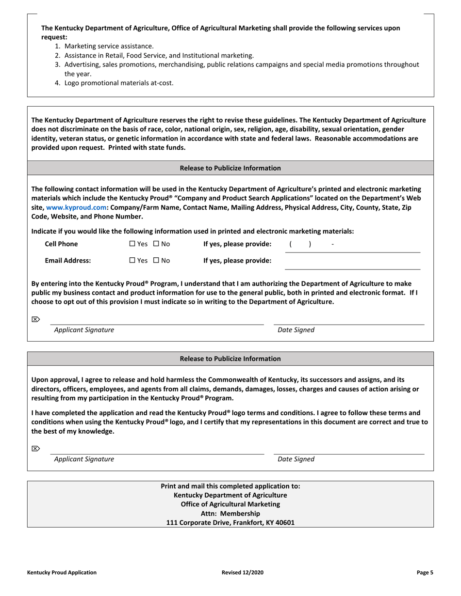Membership Application  Agreement - Kentucky, Page 5