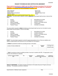 Form KDEME05 Request for Medicaid Sbhs Certification Amendment - Kentucky