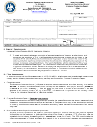 Form 1262.1 &quot;Approved Unauthorized Insurer Producer Production Report Alien&quot; - Louisiana, 2020