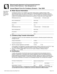 Annual Report Form for Cranberry Growers - Massachusetts, Page 2