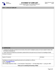 Form DES-P11 Statement of Complaint - Michigan, Page 3