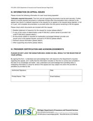 Form FIS2356 No-Fault Utilization Review Provider Appeal Request - Michigan, Page 2