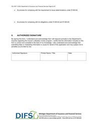Form FIS2357 Application for Initial Certification of No-Fault Utilization Review Program - Michigan, Page 2