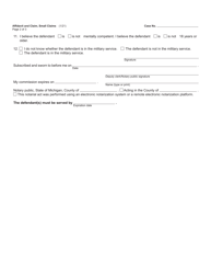 Form DC84 Affidavit and Claim, Small Claims - Michigan, Page 2