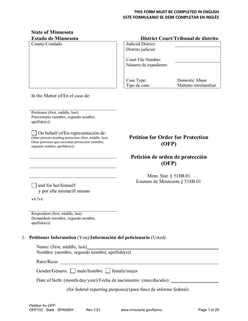 Form OFP102  Printable Pdf