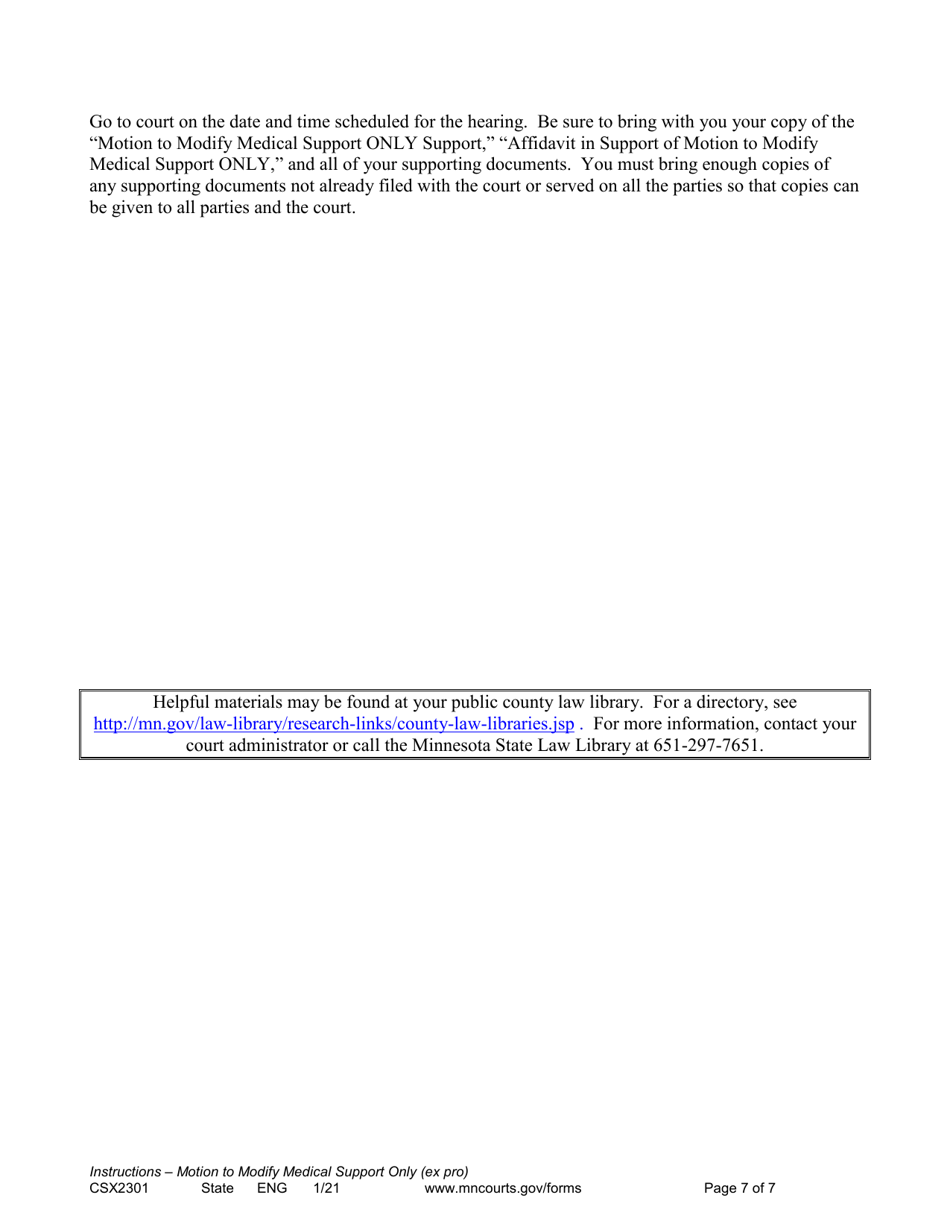 Instructions for Form CSX2302 Notice of Motion and Motion to Modify Medical Support Only - Minnesota, Page 7