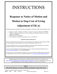 Form CSD801 Instructions for Response to Notice of Motion and Motion to Stop Cost of Living Adjustment (Cola) - Minnesota