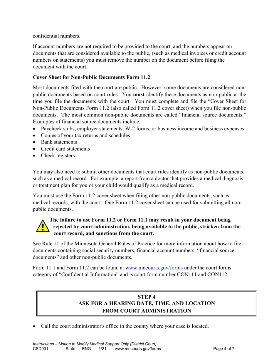 Instructions for Form CSD901 Instructions to Modify Medical Support Only - Minnesota, Page 4