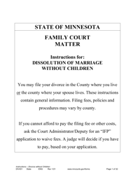 Form DIV401 Instructions for Dissolution of Marriage Without Children - Minnesota