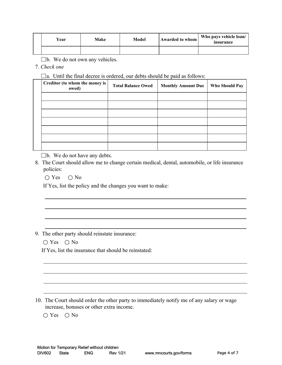 Form DIV602 Download Fillable PDF or Fill Online Notice of Motion and ...