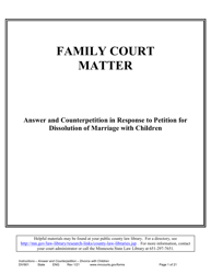 Document preview: Instructions for Form DIV902 Answer and Counterpetition for Dissolution of Marriage With Children - Minnesota
