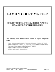 Form DIV1001 Instructions for Request for Temporary Relief Pending Final Hearing With Children - Minnesota