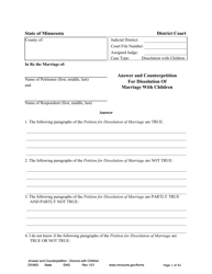 Document preview: Form DIV902 Answer and Counterpetition for Dissolution of Marriage With Children - Minnesota