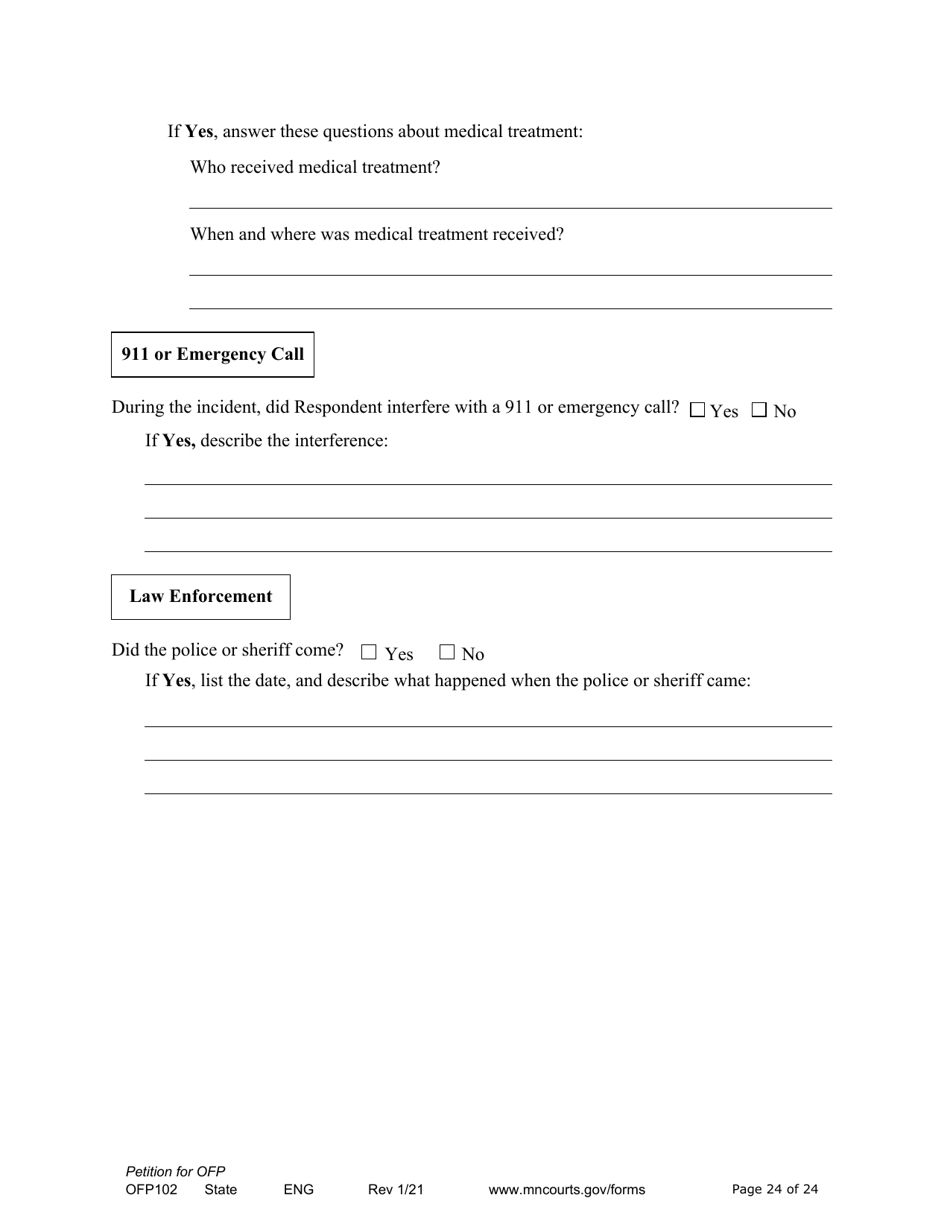 Form OFP102 Petition for Order for Protection (Ofp) - Minnesota, Page 24