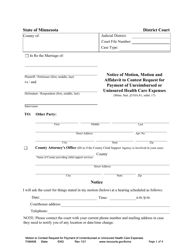 Form FAM406 Notice of Motion, Motion and Affidavit to Contest Request for Payment of Unreimbursed or Uninsured Health Care Expenses - Minnesota
