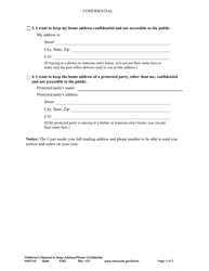 Form HAR104 Petitioner&#039;s Request to Keep Address/Phone Confidential - Minnesota, Page 2
