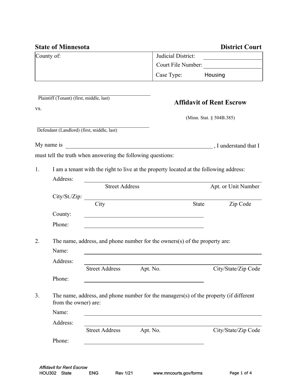 Form HOU302 - Fill Out, Sign Online and Download Fillable PDF ...