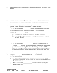 Form HOU302 Affidavit of Rent Escrow - Minnesota, Page 2