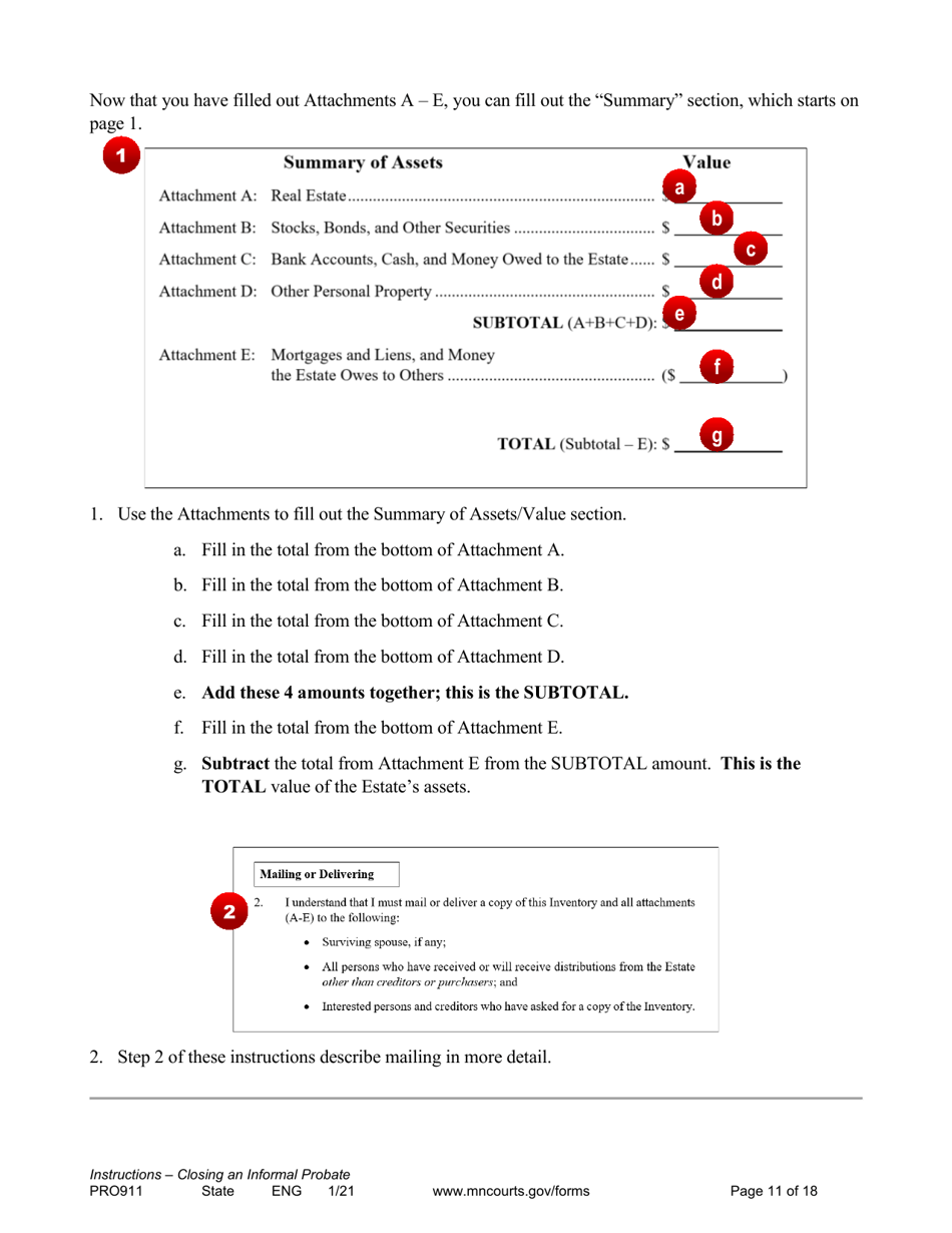 Form PRO911 Instructions for Closing an Informal Probate (With or Without a Will) - Minnesota, Page 11