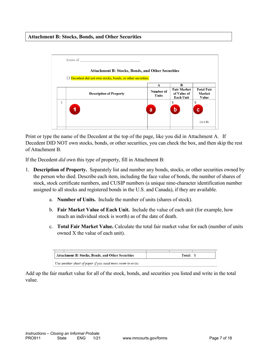 Form PRO911 Instructions for Closing an Informal Probate (With or Without a Will) - Minnesota, Page 7
