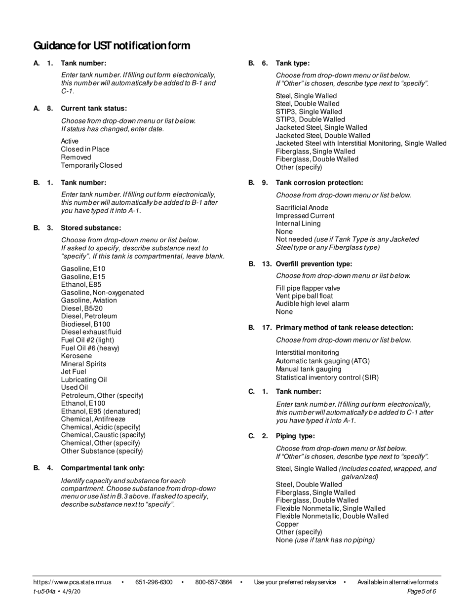 Form t-u5-04A Ust Notification Form - Minnesota, Page 5