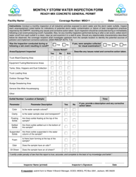 Ready-Mix Concrete General Permit - Monthly Storm Water Inspection Form - Mississippi