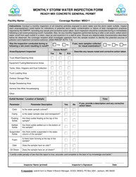 Document preview: Ready-Mix Concrete General Permit - Monthly Storm Water Inspection Form - Mississippi