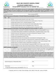 Document preview: Ready Mix Concrete General Permit - Annual Swppp Evaluation Form - Mississippi
