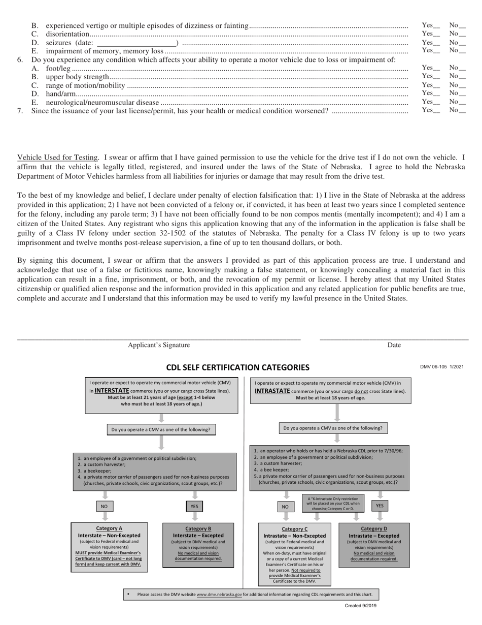 Form DMV06-105 Clp and Cdl Data Form - Nebraska, Page 2