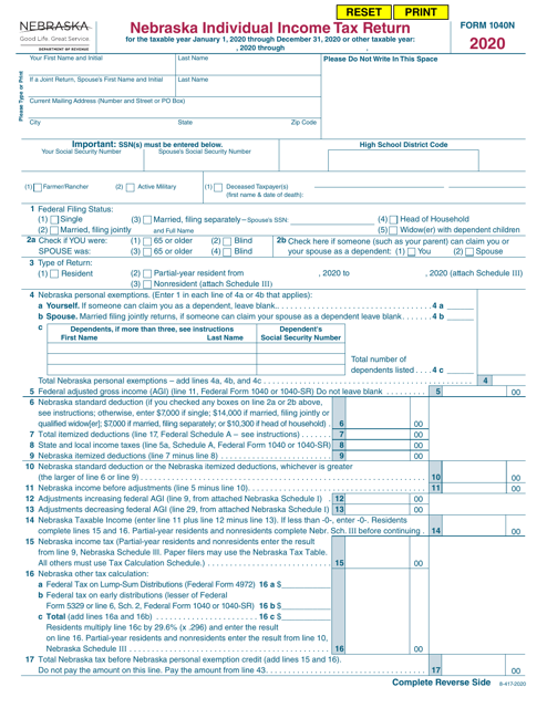 Form 1040N 2020 Printable Pdf