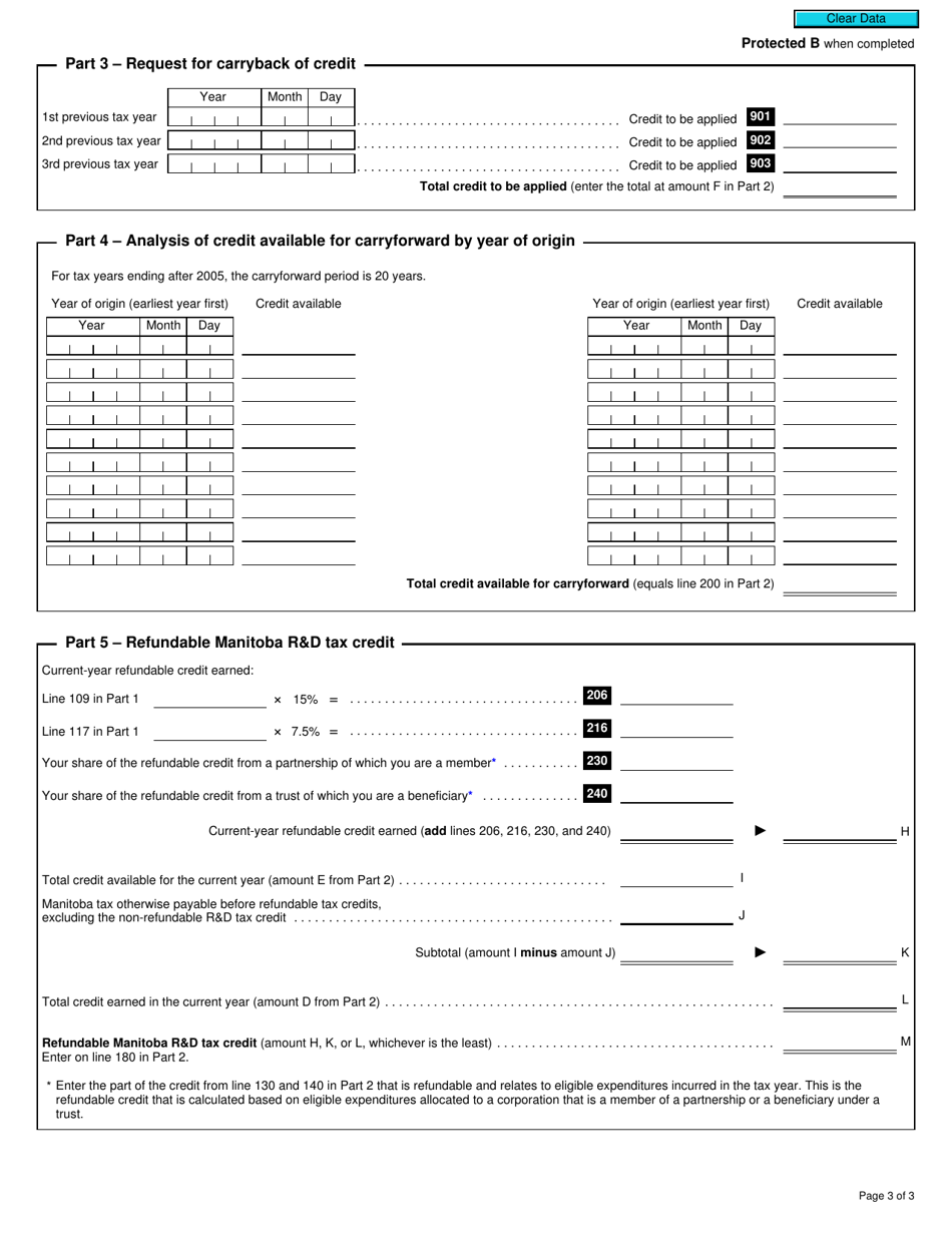 Form T2 Schedule 380 Manitoba Research and Development Tax Credit (2020 and Later Tax Years) - Canada, Page 3