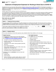 Form T777S Statement of Employment Expenses for Working at Home Due to Covid-19 - Canada