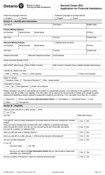 Form 89-1889E &quot;Second Career (Sc) Application for Financial Assistance&quot; - Ontario, Canada