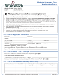 Form 905E Multiple Sclerosis Plan Application Form - New Brunswick, Canada