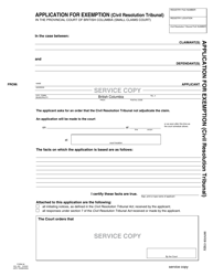 SCR Form 36 (SCL055) Application for Exemption (Civil Resolution Tribunal) - British Columbia, Canada, Page 3