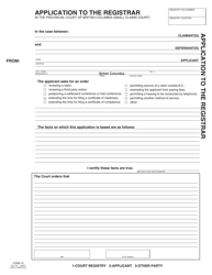 SCR Form 16 (SCL016) Application to the Registrar - British Columbia, Canada, Page 4