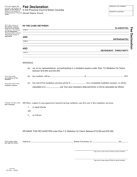 Document preview: SCR Form 30 (SCL833) Fee Declaration - British Columbia, Canada