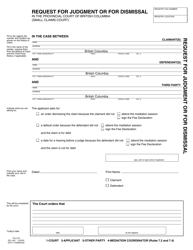 Document preview: SCR Form 23 (SCL042) Request for Judgment or for Dismissal - British Columbia, Canada