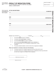 Document preview: SCR Form 24 (SCL043) Result of Mediation Form - British Columbia, Canada
