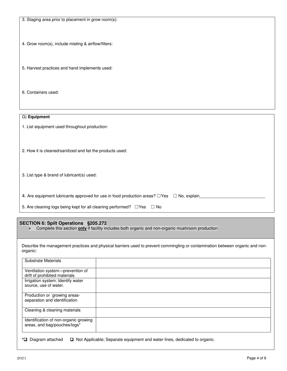 Organic System Plan for Mushroom Production - New Hampshire, Page 4
