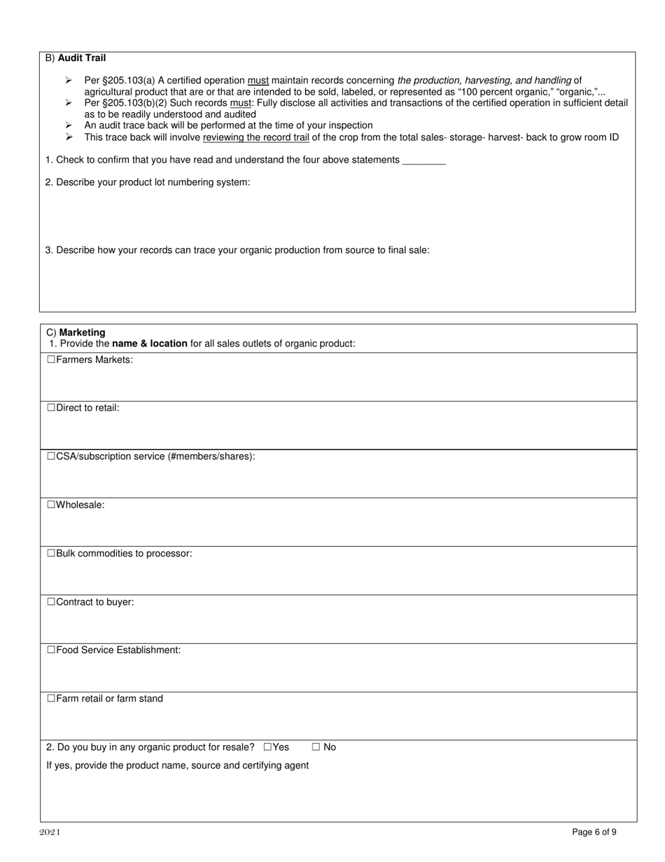 Organic System Plan for Mushroom Production - New Hampshire, Page 6