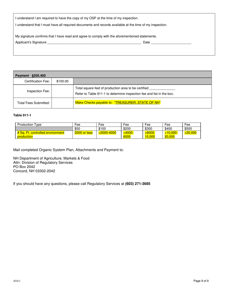 Organic System Plan for Mushroom Production - New Hampshire, Page 9