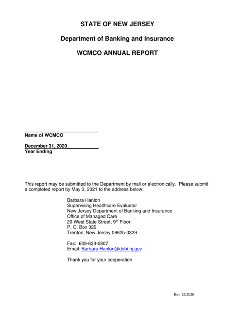 Annual Report - Worker's Compensation Managed Care Organization - New Jersey Download Pdf