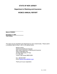 Annual Report - Worker&#039;s Compensation Managed Care Organization - New Jersey