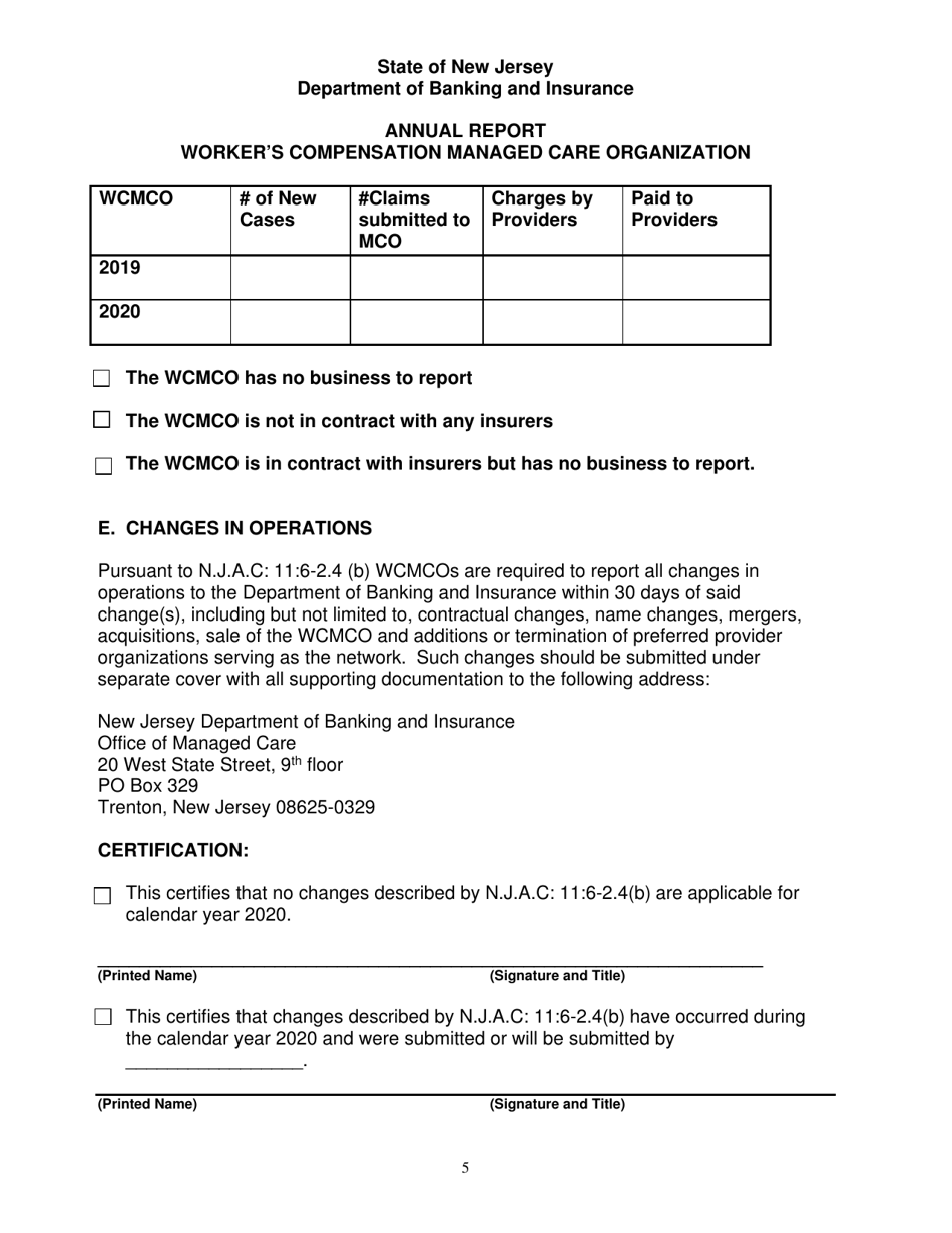 Annual Report - Workers Compensation Managed Care Organization - New Jersey, Page 5