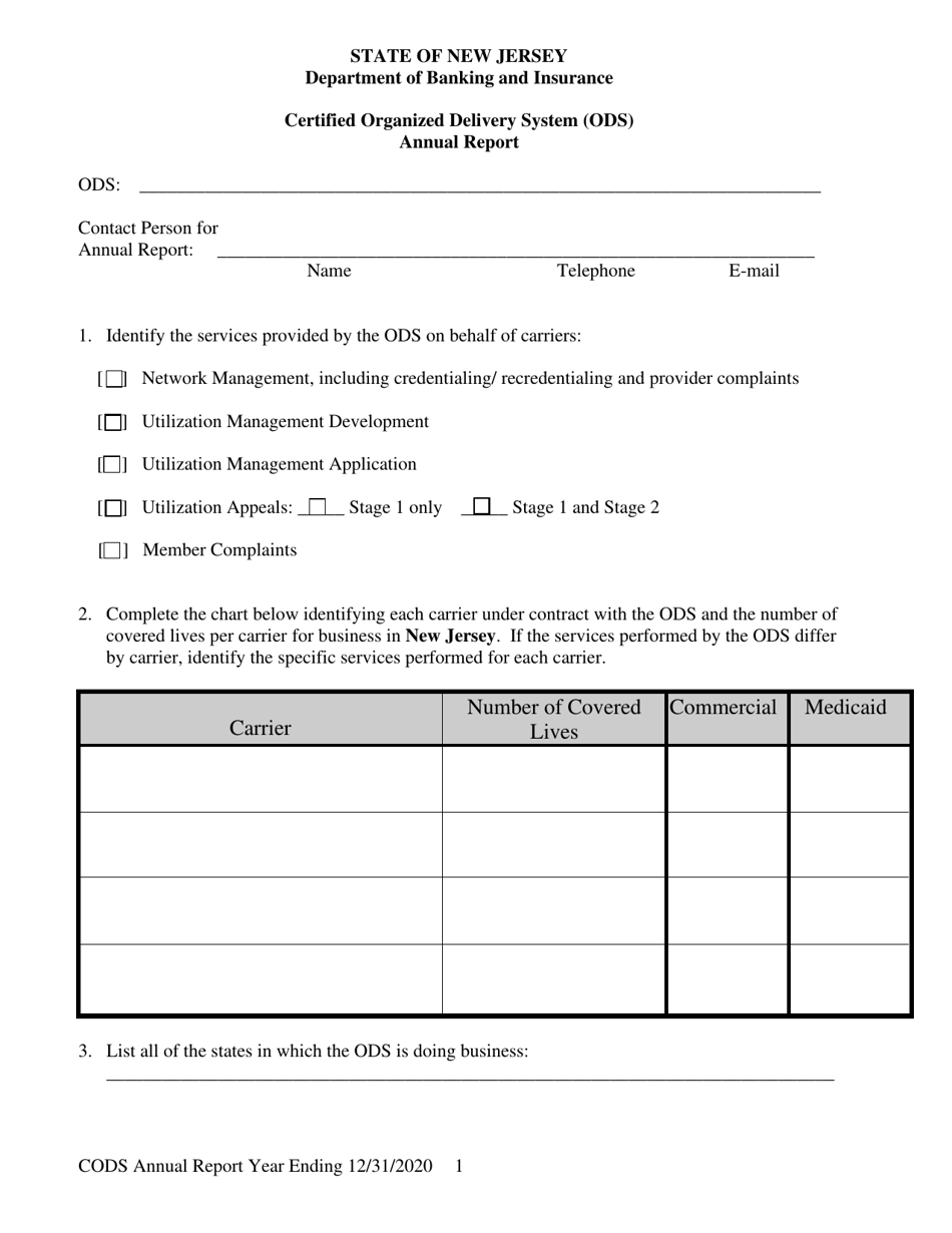 Certified Organized Delivery System (Ods) Annual Report - New Jersey, Page 2