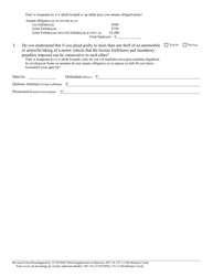 Form 11168 Supplemental Plea Form for Eluding (N.j.s.a. 2c:29-2b) or Theft of a Motor Vehicle or Unlawful Taking of a Motor Vehicle (N.j.s.a. 2c:20-2.1) - New Jersey (English/Haitian Creole), Page 2