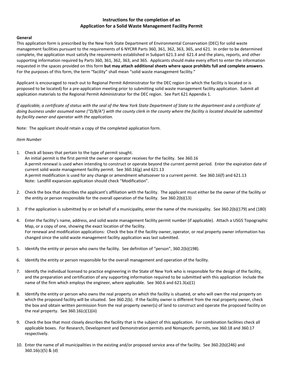 Application for a Solid Waste Management Facility Permit - New York, Page 3